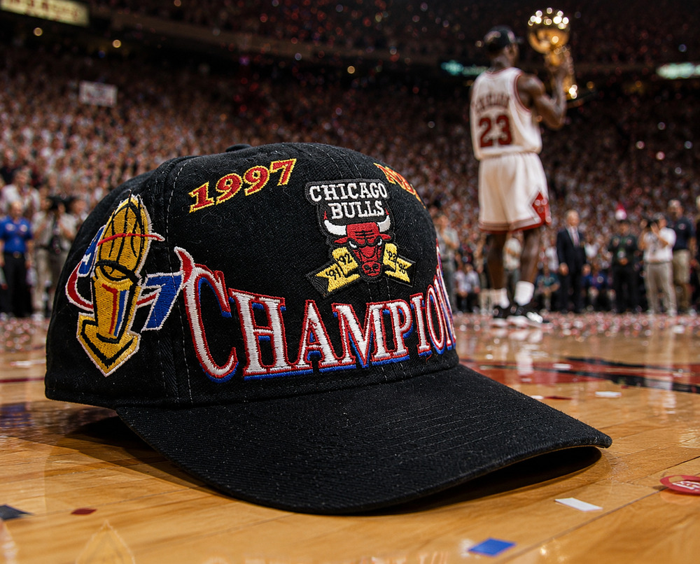 Chicago Bulls 1997 NBA Champions Logo Athletic Snapback Hat Vintage NWOT Cap